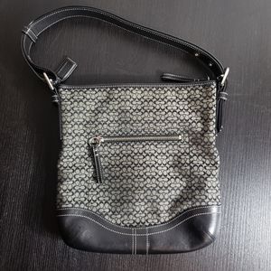 Black, Grey Signature C Coach Shoulder Bag